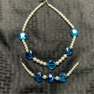 Simulated White Pearl and Blue Glass Set